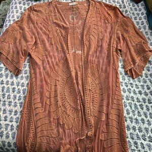 Women's Embroidered Rust Cardigan